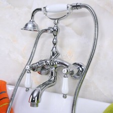 Chrome Brass Wall Mounted Clawfoot Bath Tub Faucet with Hand Shower Spray wna221