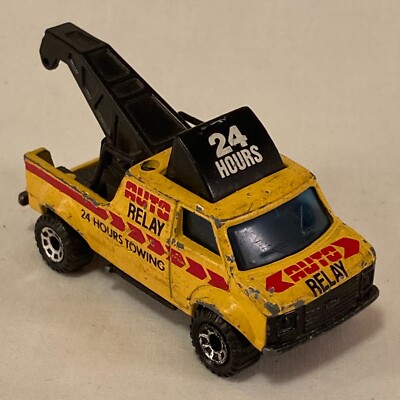 Matchbox 1985 Breakdown Van Auto Relay 24 Hours Yellow Tow Truck
