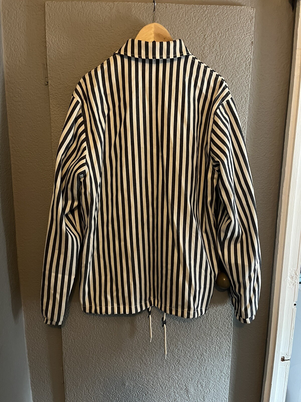 EDWIN BUTTON DOWN COACH JACKET - WHITE/NAVY STRIPE - image 2