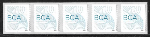 U.S. NEW BCA Self-Adhesive Coil Test Stamp, Strip of 5 MNH XF