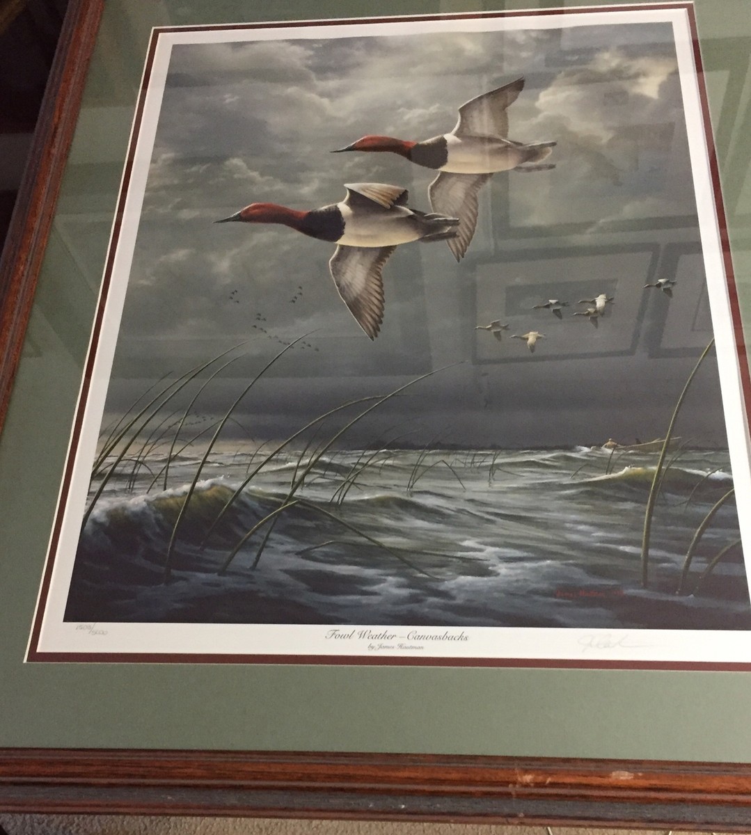 絵画 James Hautman Fowl Weather - Canvasbacks James Hautman,”Fowl Weather - Canvasbacks” Excellent 1503/,5000
