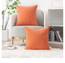 MIULEE Pack of 2 Couch Throw Pillow Covers 18x18 Inch Soft Coral Red Chenille...
