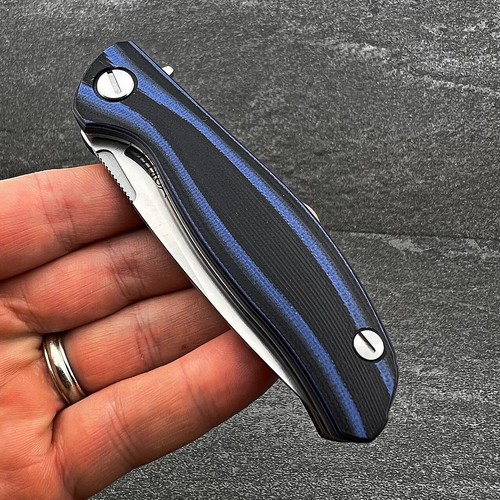 VORTEK TURRET Blue G10 Handles D2 Drop Point Blade Tactical Folding Pocket Knife - Picture 6 of 9