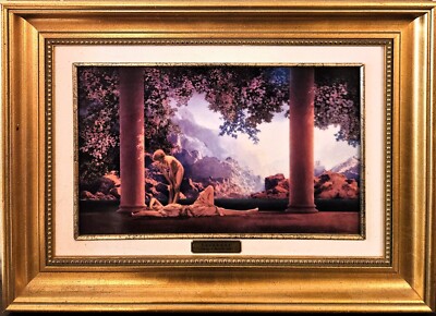 Limitierte Franklin Mint vergoldete gerahmte Porzellankopie von Tagesanbruch von Maxfield Parrish