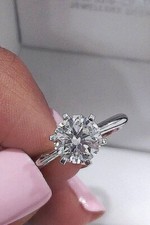 2Ct Round Cut Lab-Created Diamond Engagement Ring 14K White Gold Plated
