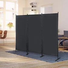 Room Divider Folding Privacy Screen Portable Wall Partition w/3 Fabric Panels