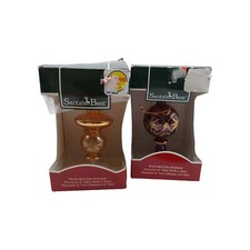 Santas Best Vintage Hand crafted Blown Christmas Glass Ornament Set Of 2 