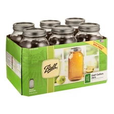 Ball Wide Mouth 64Oz Half Gallong Mason Jars with Lids & Bands Canning 6 Count