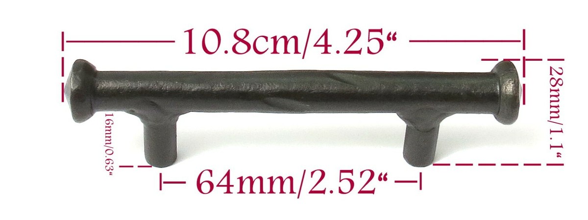 Forged Iron Cabinet Handles - Black Modern Rustic Bar Pulls For Kitchen, Cupboard, Drawers