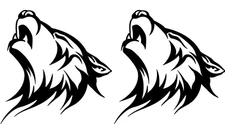 Howling Tribal Wolf TWO 5" Black Vinyl Decals Car Truck Windows Laptop Bumper