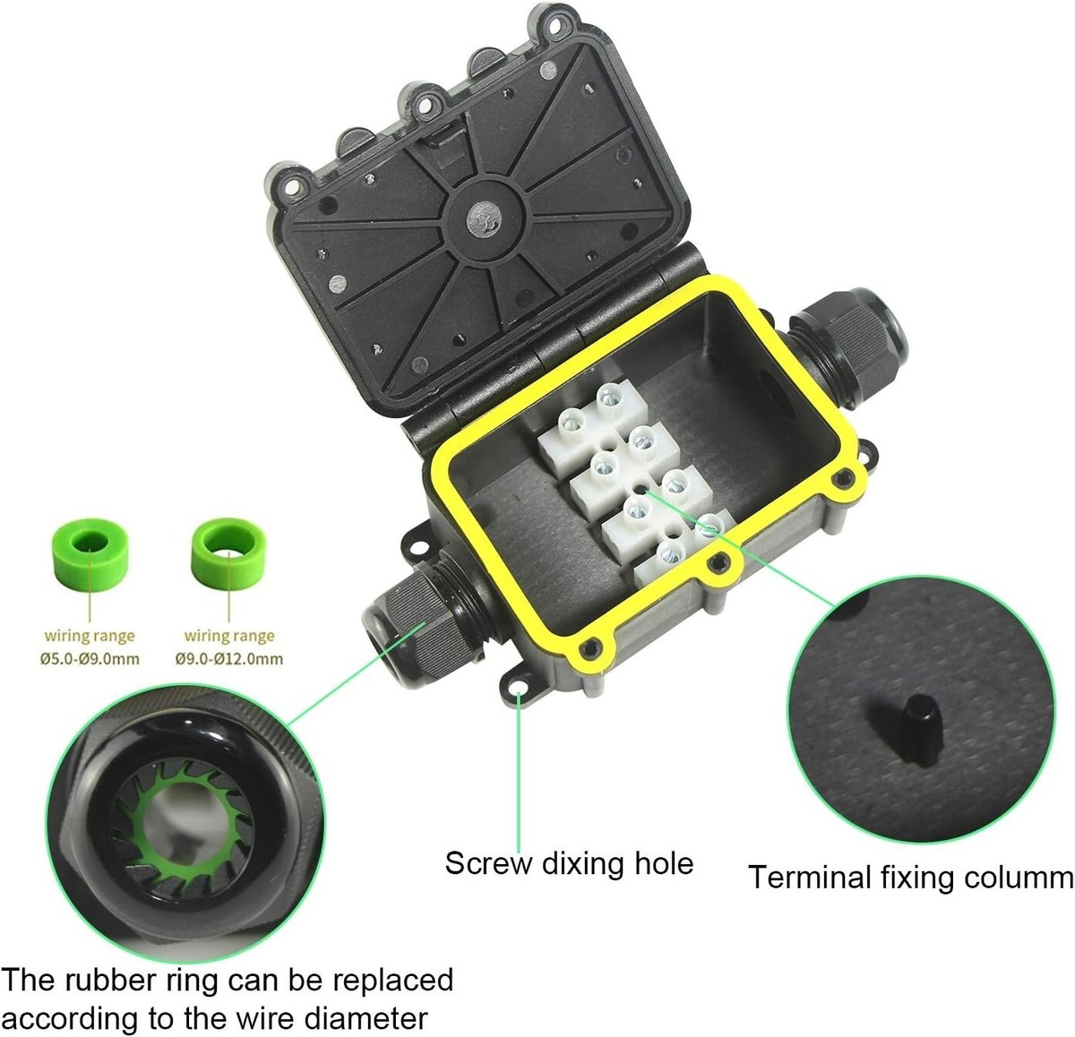 IP68 Waterproof Junction Box,3-Way Outdoor Electrical Connectors,Cable Wire Conn