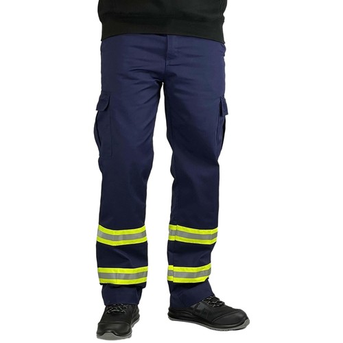 Mens High Visibility Safety Security Reflective Protective Cargo Work Trousers - Picture 3 of 5