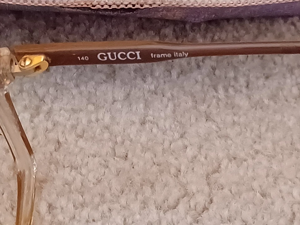 Oversized Large 70s GUCCI GG Eyeglass Frames 2102 64L PEACH/TAN/CLEAR 140 ITALY  - Image 4 of 4