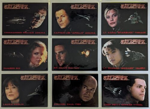 Juego de 9 cartas de persecución Rittenhouse Battlestar Galactica Premier Edition Roll Call 2005 - Imagen 1 de 2