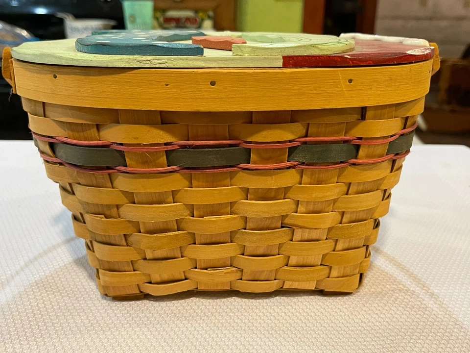 Snowman Wicker Christmas Holiday Basket - Hinged Wooden Lid with Handle - Image 4 of 4