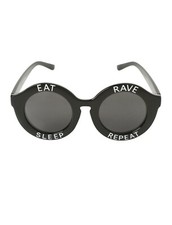 Festival Rave Sunglasses Round Shape Black Eat Sleep Rave Repeat Letters