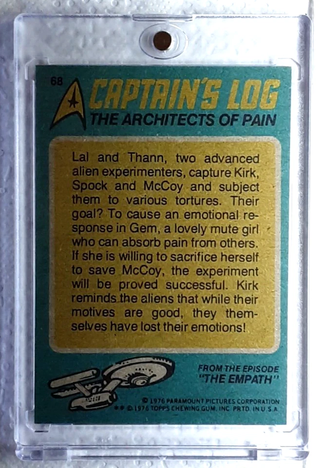 1976 Topps Star Trek Card 68 THE ARCHITECTS OF PAIN. FREE ONE-TOUCH-HOLDER - Image 2 of 2