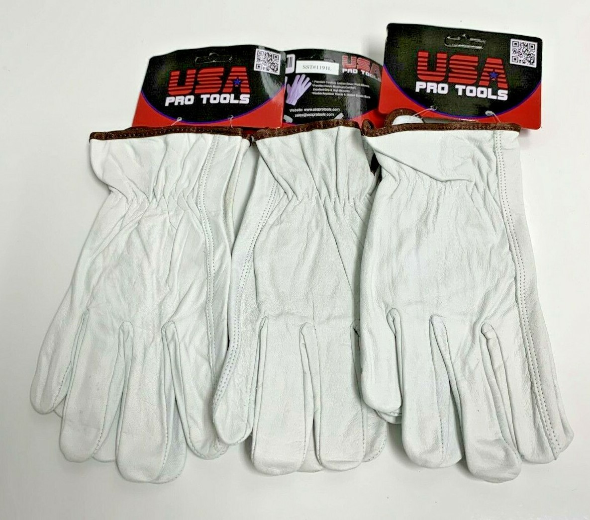 12 Pairs GLE-700 Cowhide Leather Work Gloves – Heavy Duty, XL+, Made In China