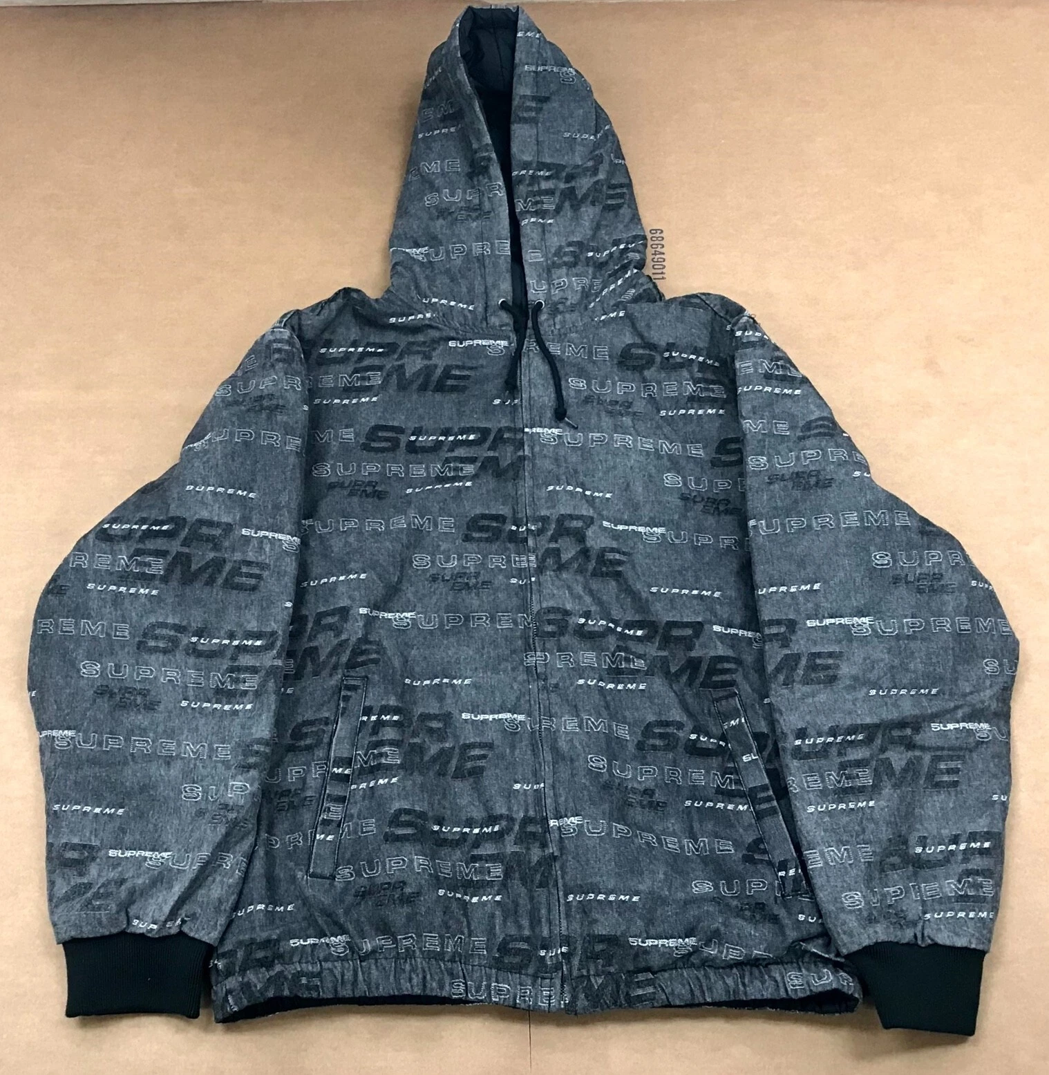 VESTE DE TRAVAIL DENIM DIMENSIONS SUPREME SUPREME SUPREME NOIR TAILLE XL (Boîte 16)