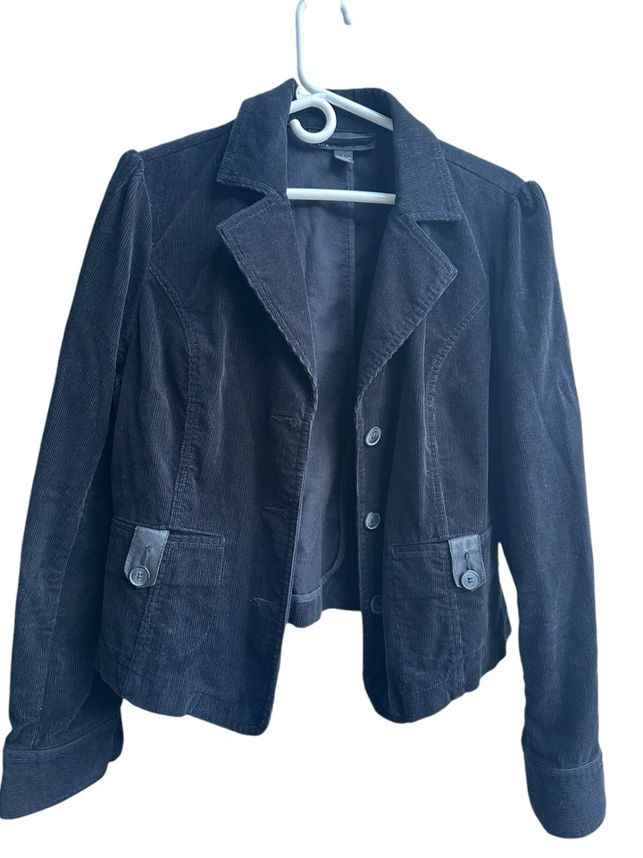 Chaqueta Pana "INC" International Concepts Negra Talla -L. Excelente Estado Foto 2 de 3