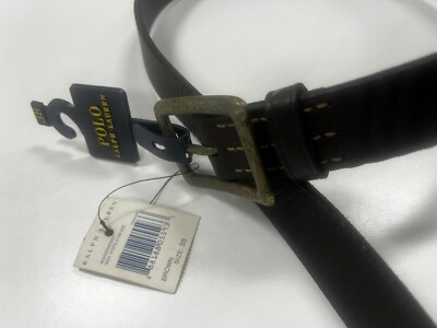 NWT! MEN S POLO RALPH LAUREN  TUMBLED BROWN LEATHER BELT, 1.25 INCHES WIDE