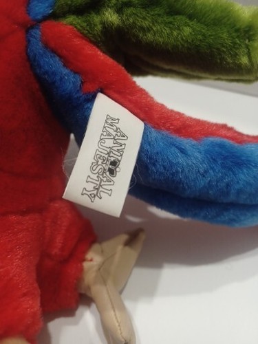 Animal Majesty Macaw Parrot Plush Red Blue Stuffed Toy Faux Leather Feet Beak - Picture 7 of 10