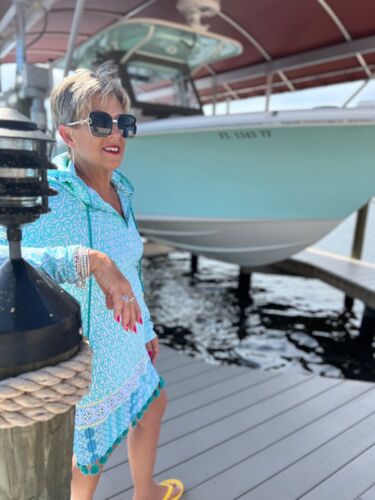 CABANA LIFE Coastal Cottage Hooded Cover Up Dress Size XL UPF 50 - Picture 11 of 12