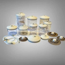9 FoodSaver Snail Vacuum Seal Canister Clear &Tinted W/ Lids Hoses New & Used