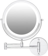 Wall Mounted Lighted Makeup Mirror, 9" Double Sided 1X/7X Magnifying Vanity M...