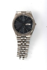Citizen Watch Men Silver Stainless St WR Day Date Batt Blue Quartz NON-WORKING