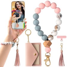 Phone Wrist Strap Silicone Beaded Cell Phone Lanyard with Tether Tab Tassel W...