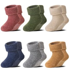 6 Pairs Baby Boy Girl Non Slip Socks Child Toddler Winter Thick Soft Wool Kid...
