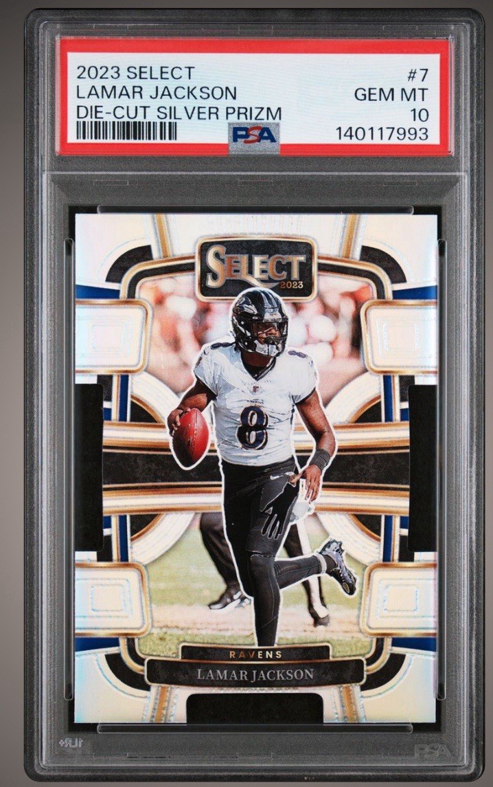 2023 Panini Select Lamar Jackson SILVER PRIZM DIE-CUT #7 PSA 10 Gem Ravens MVP