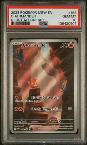 2023 POKEMON MEW EN-151 ILLUSTRATION RARE #168 CHARMANDER PSA 10