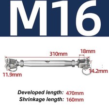 Turnbuckle Wire Tensioner Strainer Stainless Steel Hook Rope Cable Threaded Hook