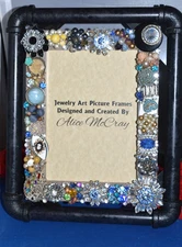 JEWELRY ART DECORATED PICTURE  FRAME  One Of A Kind Work Of Art 5x7 Great Gift
