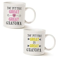 Grandparent Coffee Mugs 2 pcs Christmas Gifts, You Put the Great in Great