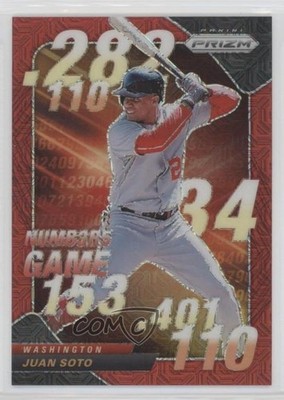 2020 Panini Prizm Numbers Game Red Mojo Prizm 38/99 Juan Soto #NG-1 1h6a