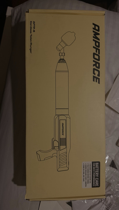 AMPFORCE AFIP-8 Cordless Toilet Plunger 12V Corded Electric Beige Battery