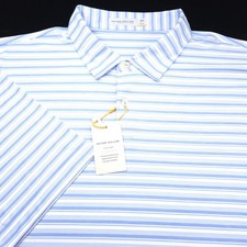 Peter Millar Golf Polo Shirt XXL Periwinkle White FEATHERWEIGHT Summer Comfort