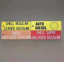 Vtg Shell Gas Station Leaded Unleaded Gasoline Auto Diesel Pump Plaque LOT Of 4