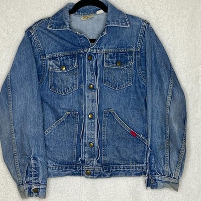 VINTAGE Big Smith Buckaroo Denim Jacket Vintage Size 36 Fitted Trucker Snap