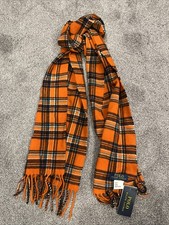 Polo Ralph Lauren Made In ITALY Vintage Plaid Wool Scarf Orange OSFA