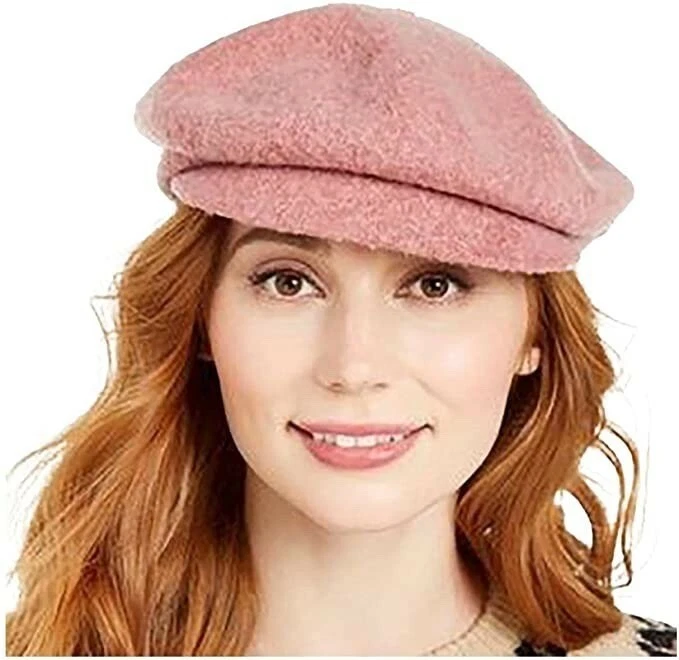 Coach Newsboy Cap Hat Womens P/S Pink Herringbone Tweed Wool Mohair Leather Y2K Tweed Pink Hats for Women for sale | eBay main image 4