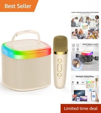 Compact Karaoke Speaker with Wireless Microphone - Perfect for Kids' Parties 