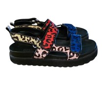 Schutz Zaha Colorful Animal Print Sporty Sandal Size 37/6.5 brazil