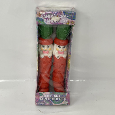 Vintage Easter Taper Candle craft Set Bunny Rabbit Carrot Hat New in box Read **
