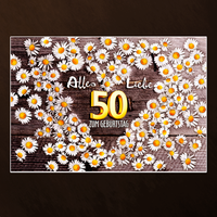 50. Geburtstag Geburtstagskarte GrußKarte GlüCkwunschkarte Birthday Blumen Herz