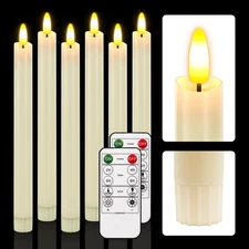 Flameless Ivory Taper Candles with Remote Timer, 450H+ Battery Operated LED C...