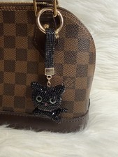 Black Cat Bag Charm Keychain Key Ring Car Charm 3D Rhinestone Birthday Gift